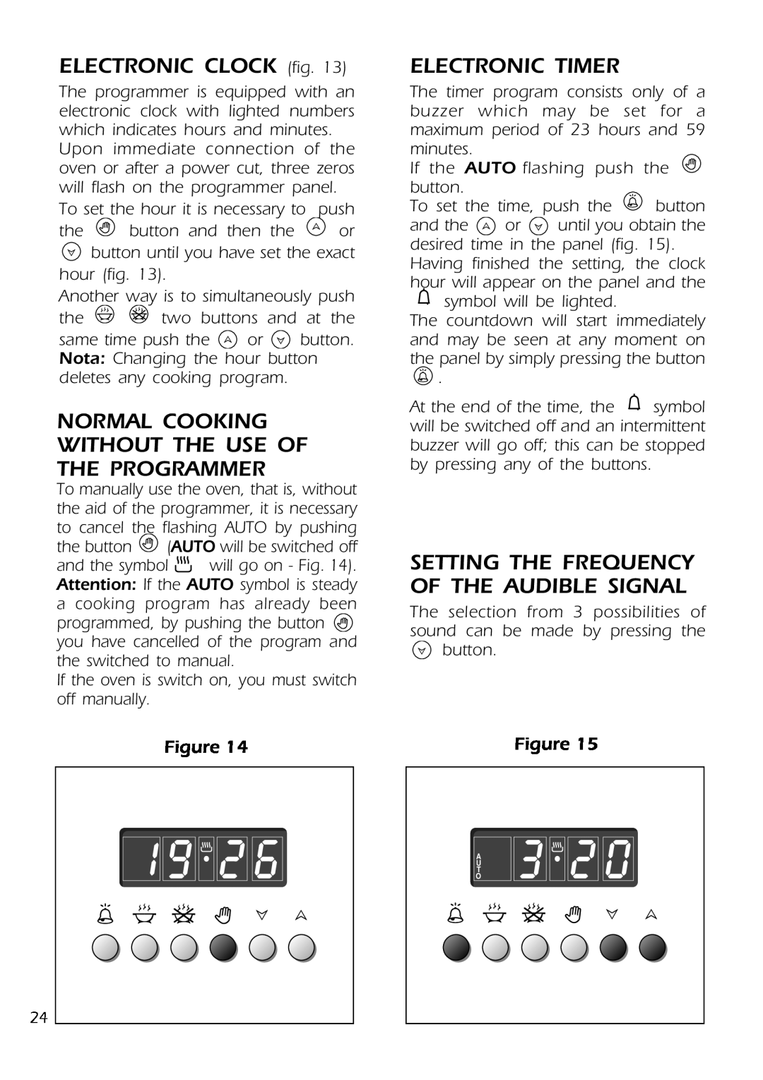 DeLonghi D 61 E manual ELECTRONIC CLOCK fig, Normal Cooking Without The Use Of The Programmer, Electronic Timer 