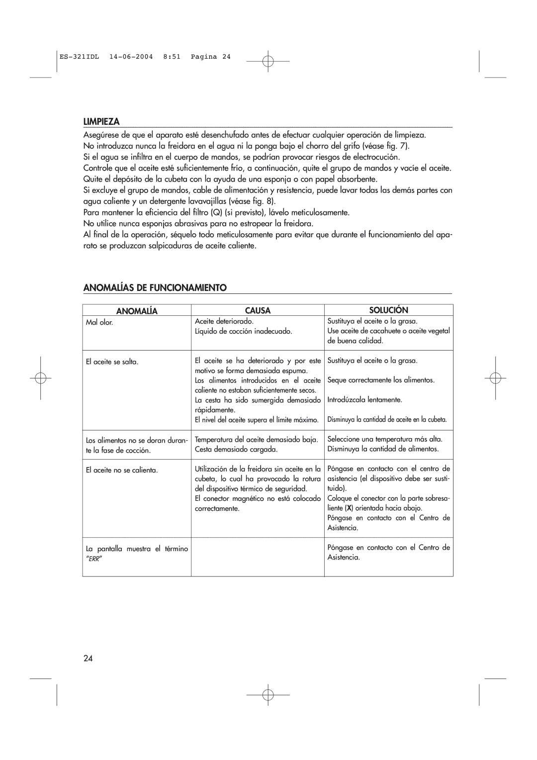 DeLonghi D14427DZ manual Limpieza, Anomalías DE Funcionamiento 