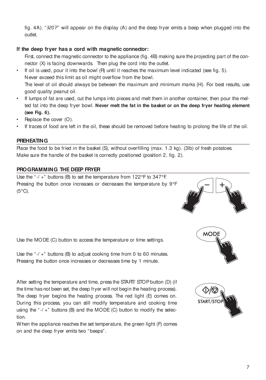 DeLonghi D14427DZ manual Preheating, Programming the Deep Fryer 