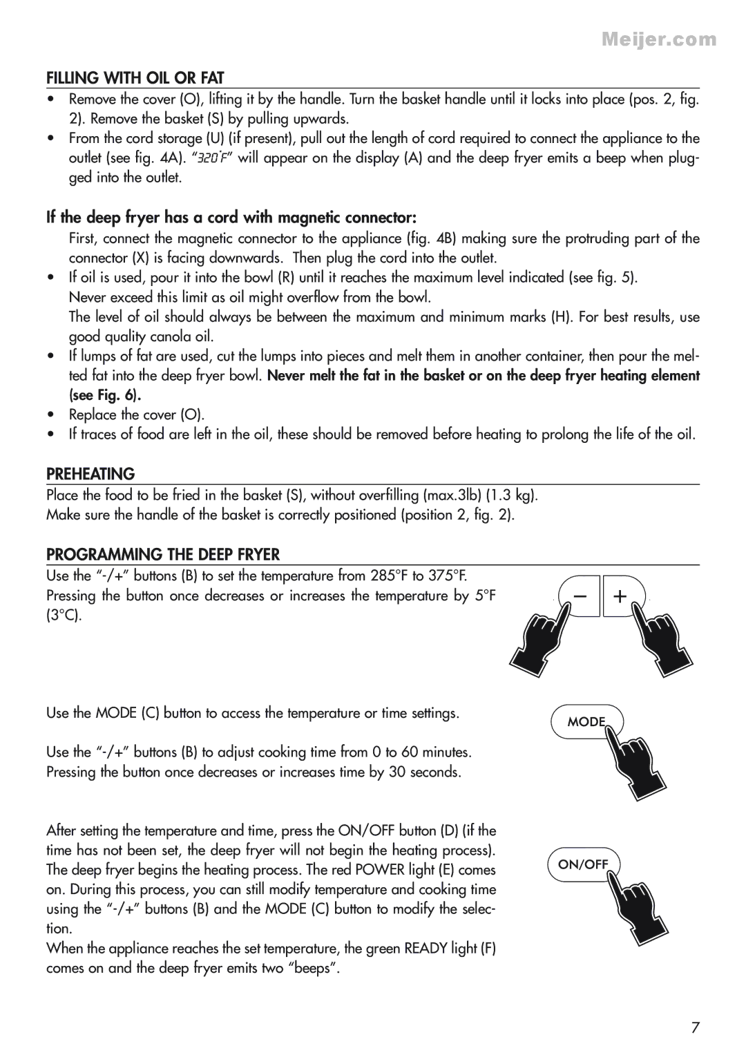 DeLonghi D24527 manual Filling with OIL or FAT, Preheating, Programming the Deep Fryer 