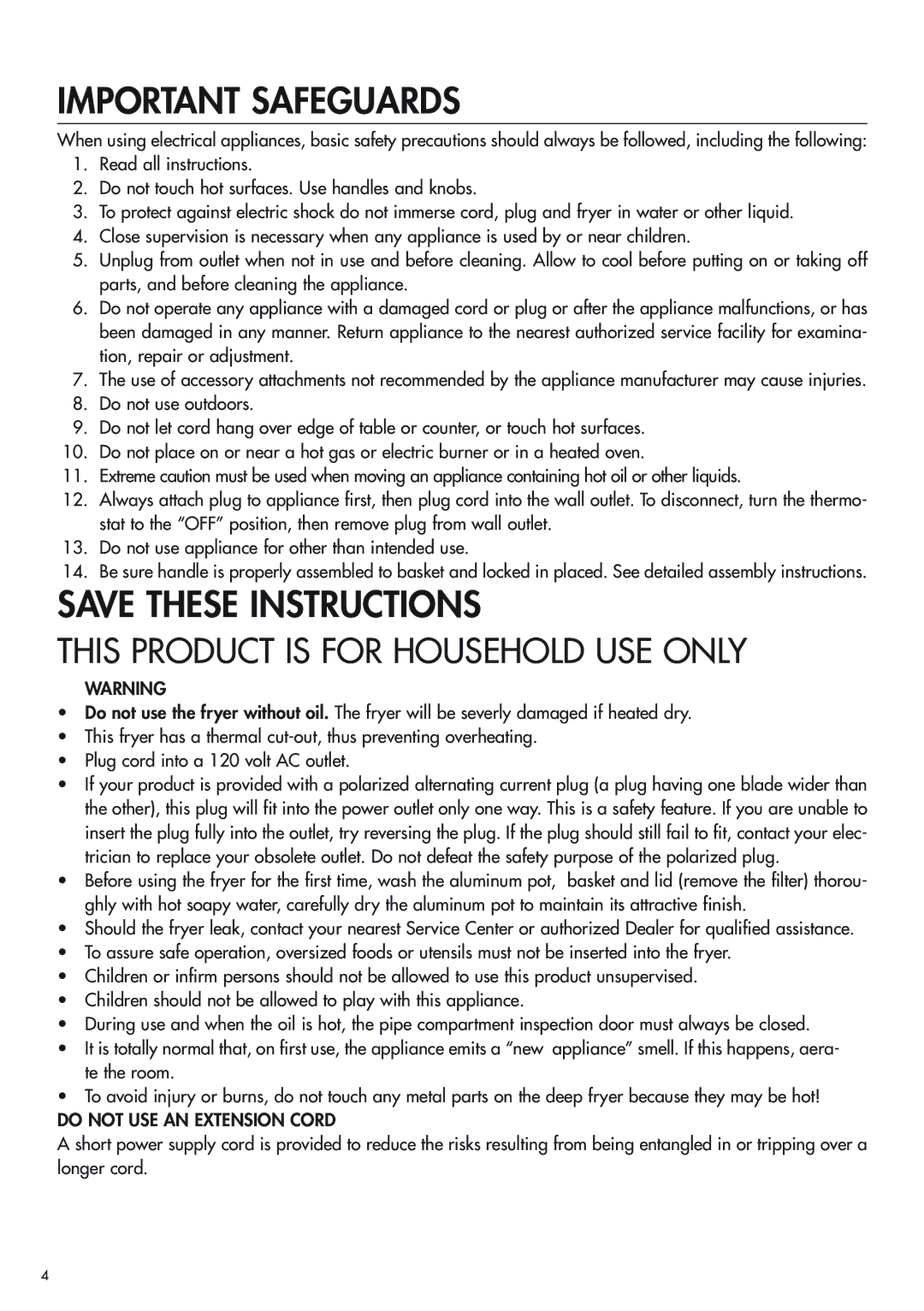 DeLonghi D677UX manual Important Safeguards 