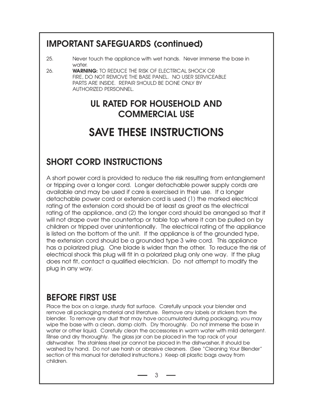 DeLonghi DBL750 Series instruction manual Important Safeguards, Before First USE 