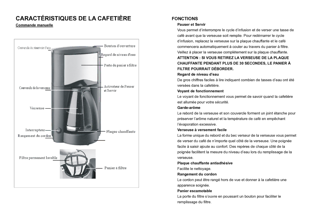 DeLonghi DC 76 manual Fonctions 