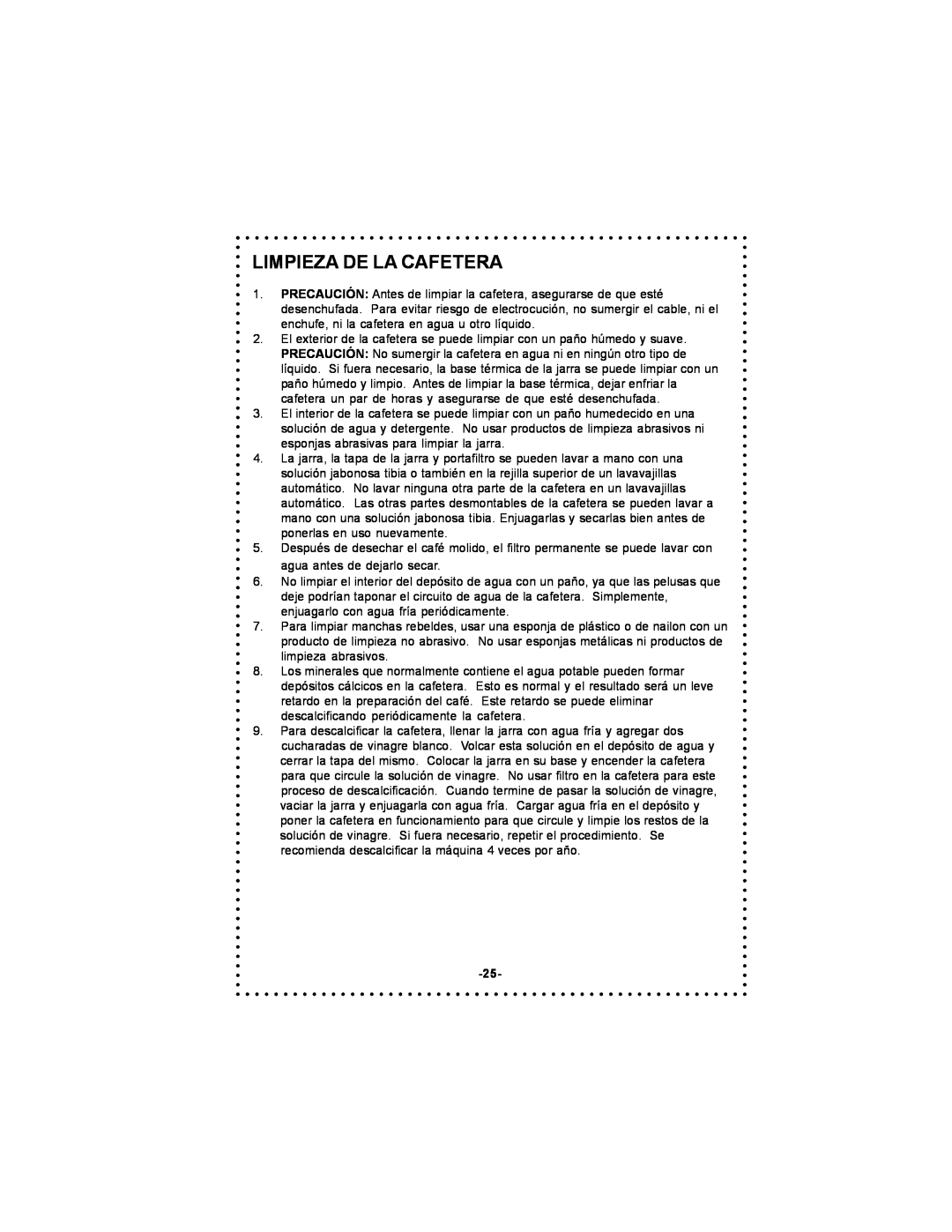DeLonghi DC500 instruction manual Limpieza De La Cafetera 