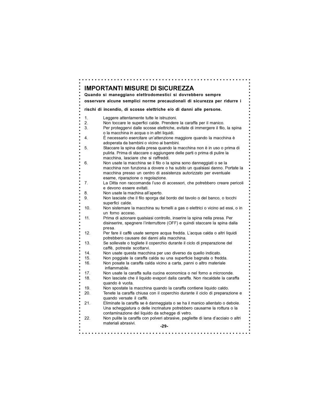 DeLonghi DC50T instruction manual Importanti Misure DI Sicurezza 