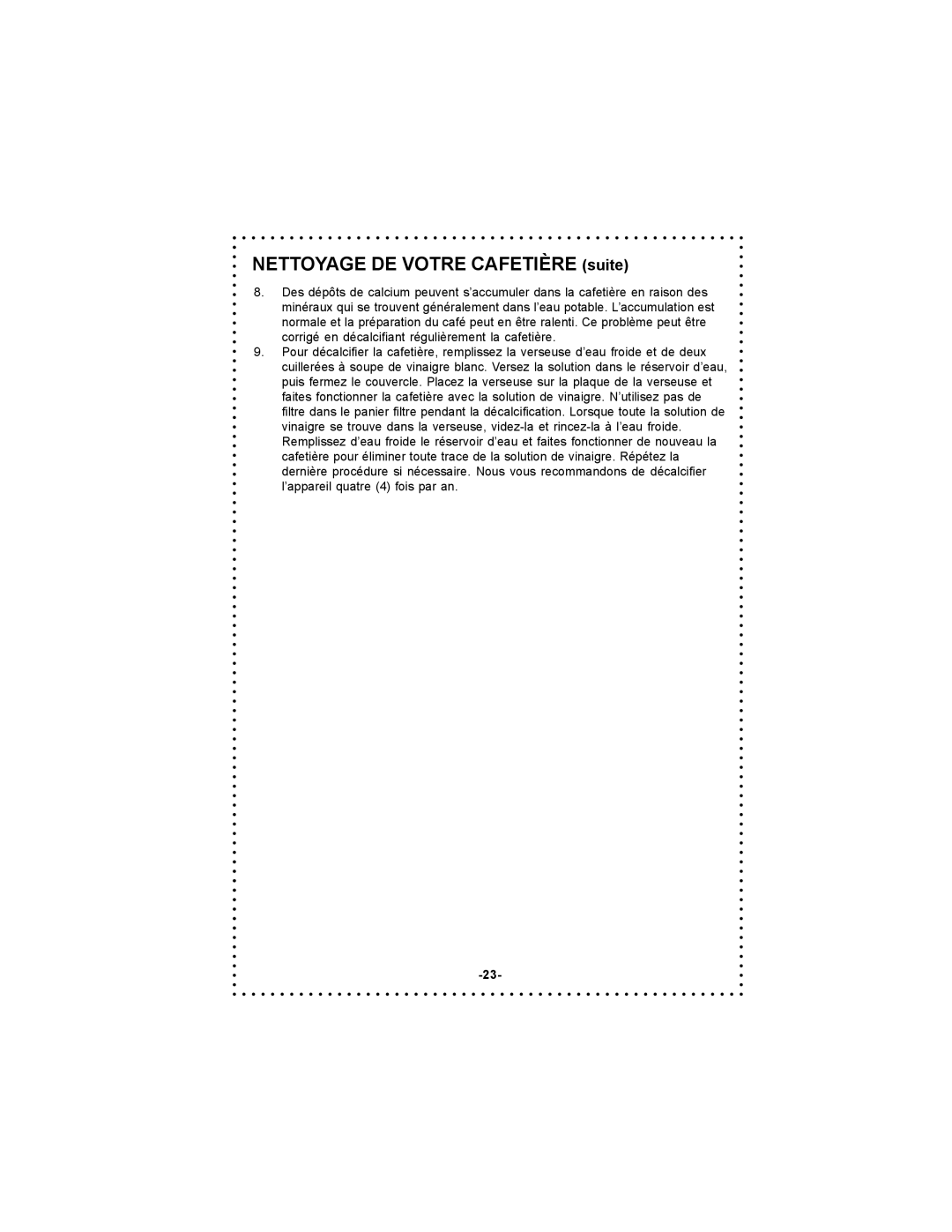 DeLonghi DC55TC, DC54TC instruction manual Nettoyage DE Votre Cafetière suite 