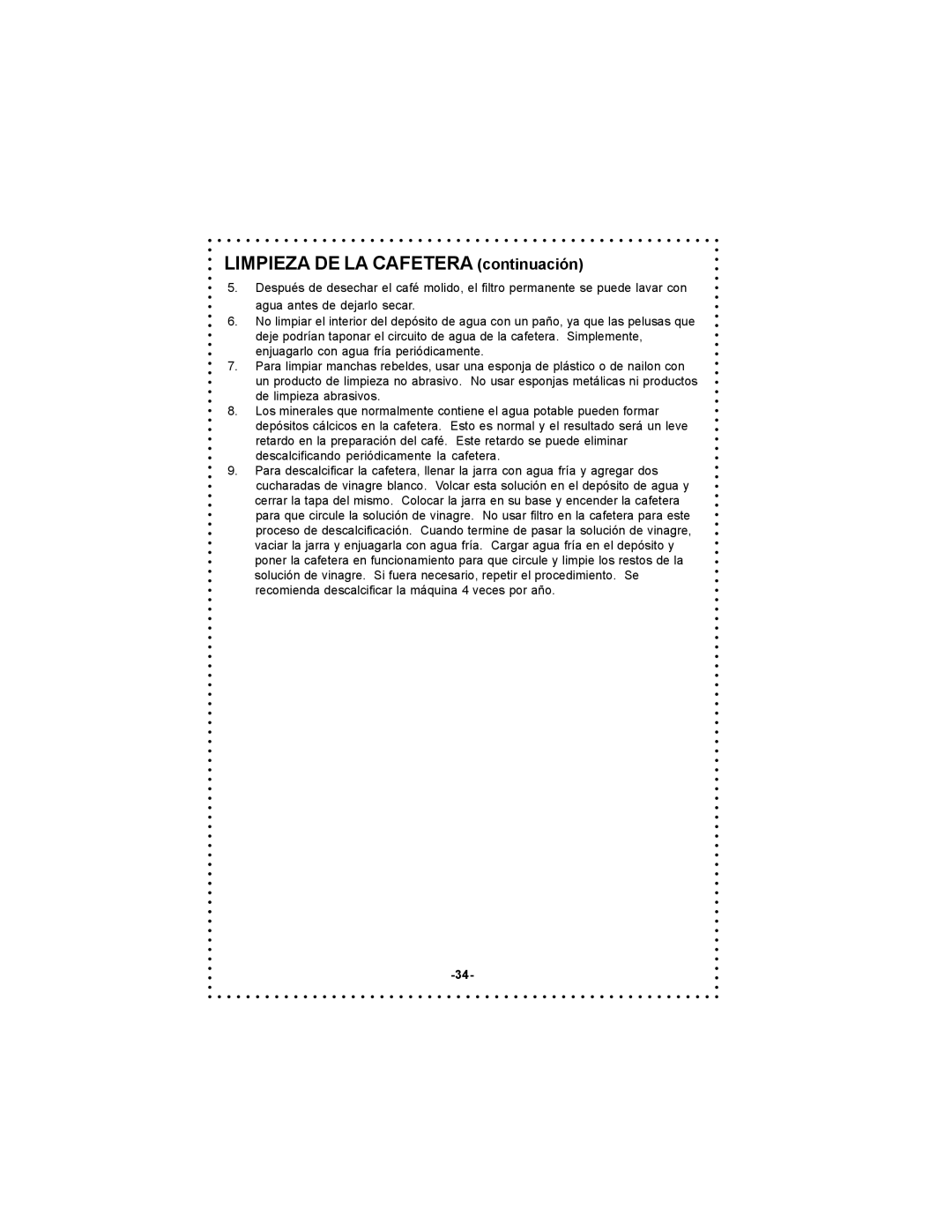 DeLonghi DC54TC, DC55TC instruction manual Limpieza DE LA Cafetera continuación 