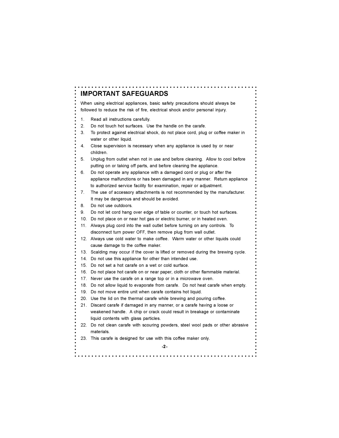 DeLonghi DC55TC Series, DC54TC Series instruction manual Important Safeguards 