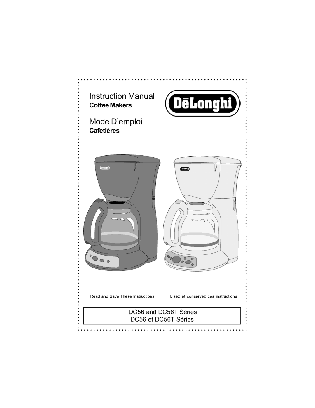 DeLonghi DC56T instruction manual Mode D’emploi 