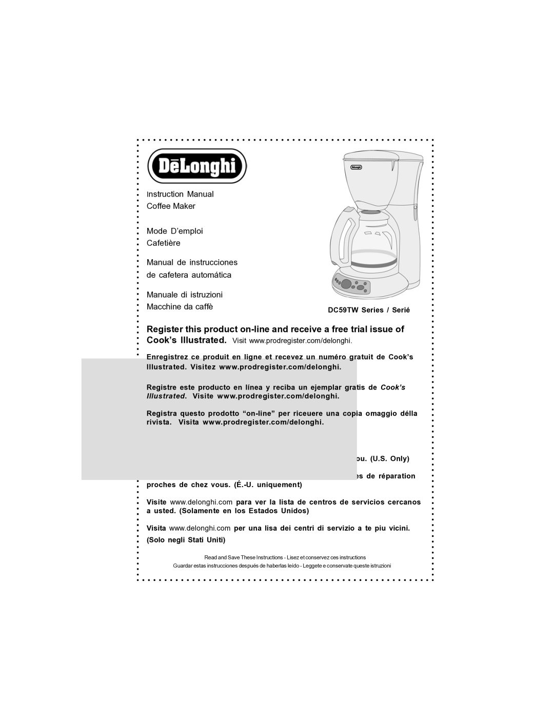 DeLonghi instruction manual DC59TW Series / Serié 