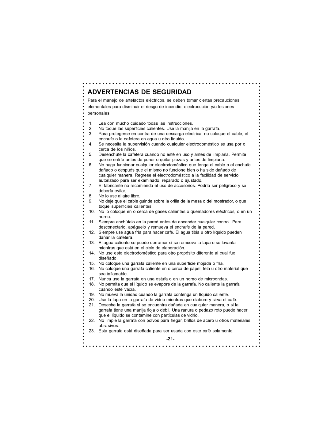 DeLonghi DC59TW instruction manual Advertencias DE Seguridad 