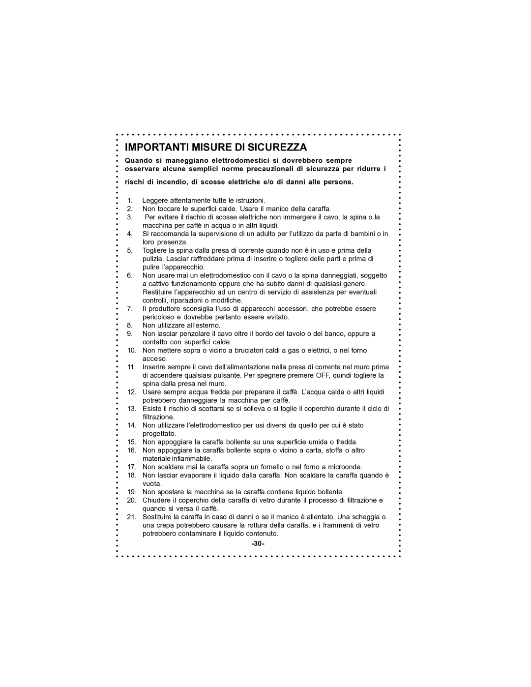 DeLonghi DC59TW instruction manual Importanti Misure DI Sicurezza 