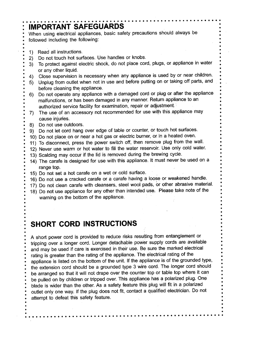 DeLonghi DC60TB manual 