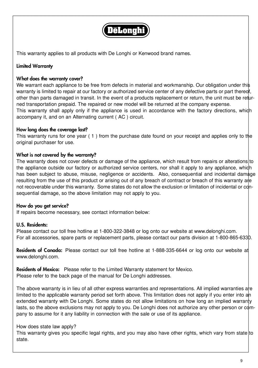 DeLonghi DCF212T manual 