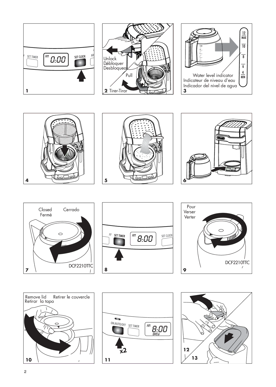 DeLonghi DCF2210TTC manual Unlock 