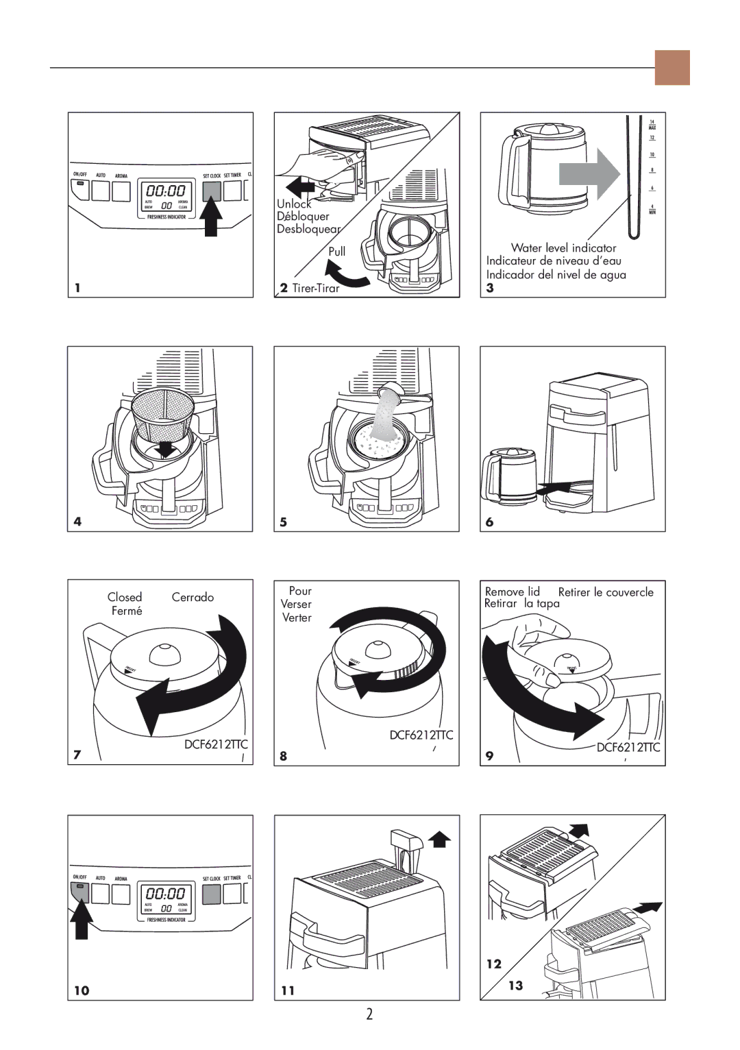 DeLonghi DCF6212TTC manual Unlock 