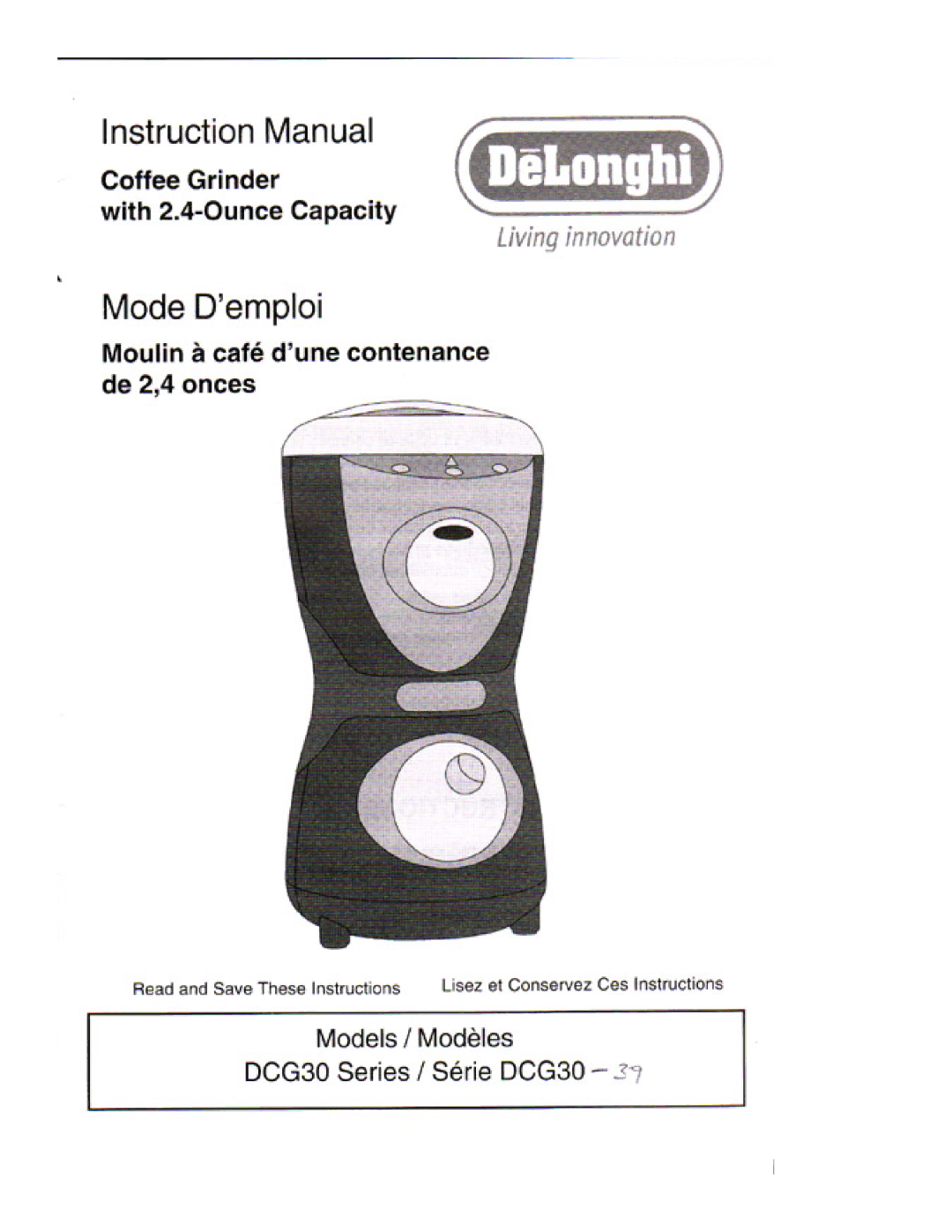 DeLonghi DCG30 Series manual 