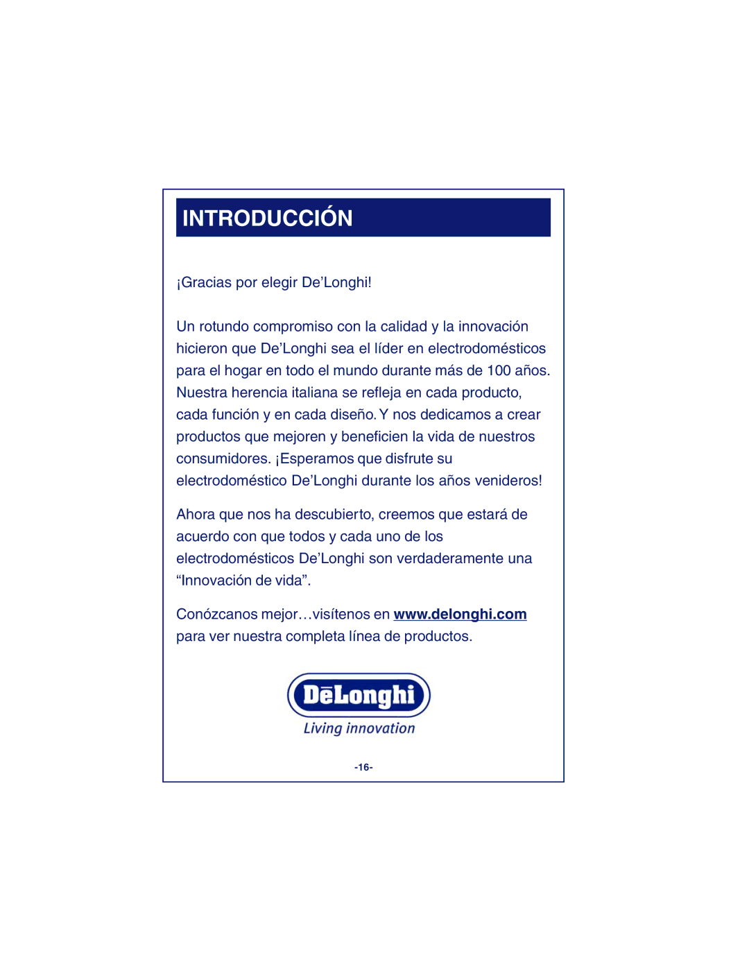 DeLonghi DCM900 instruction manual Introducción 