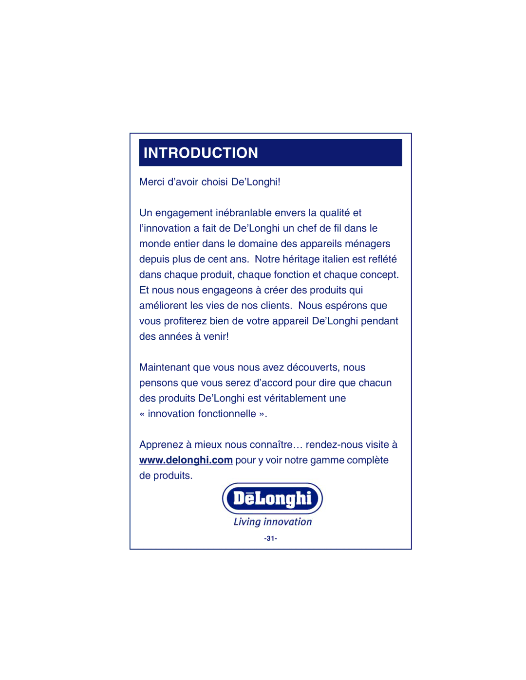 DeLonghi DCM900 instruction manual Introduction 