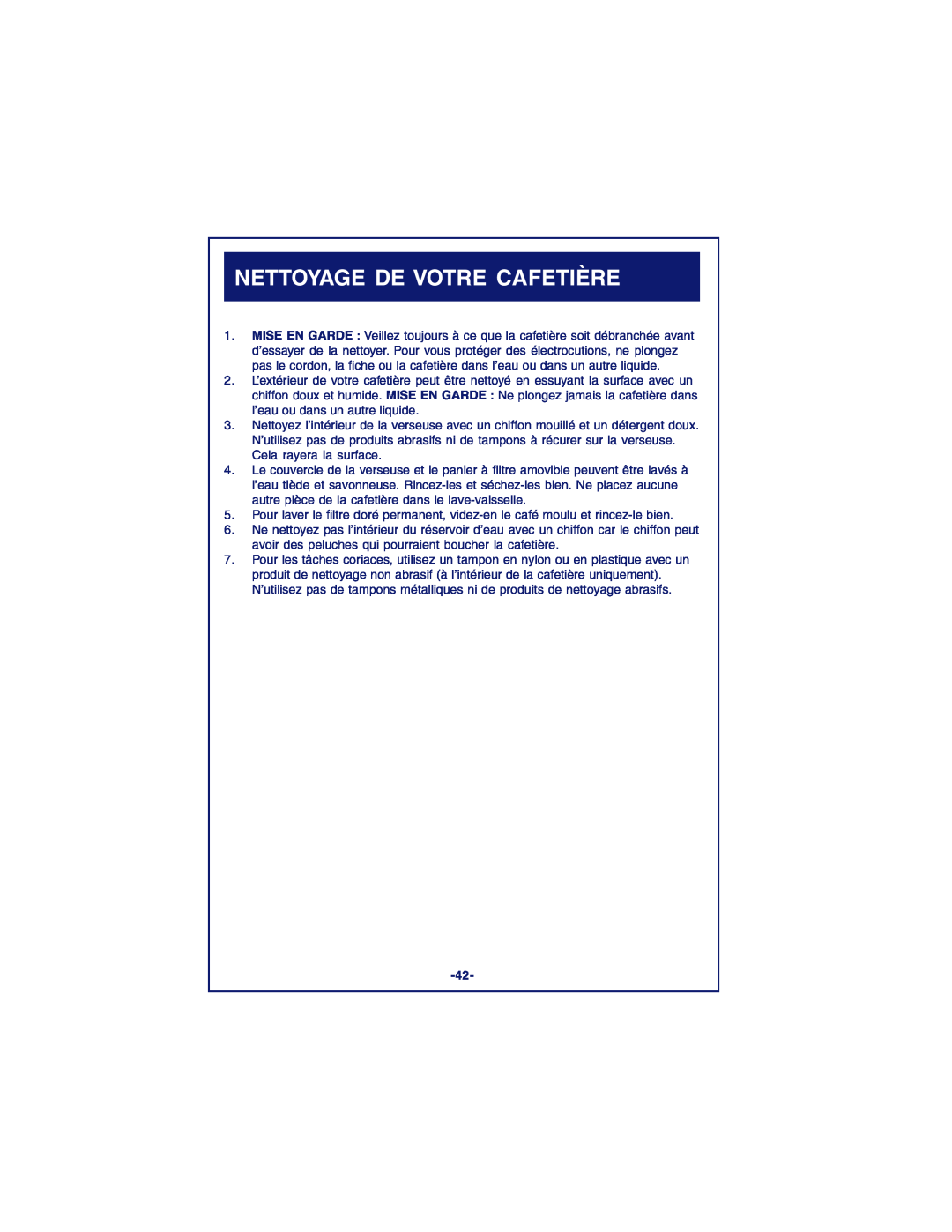 DeLonghi DCM900 instruction manual Nettoyage De Votre Cafetière 