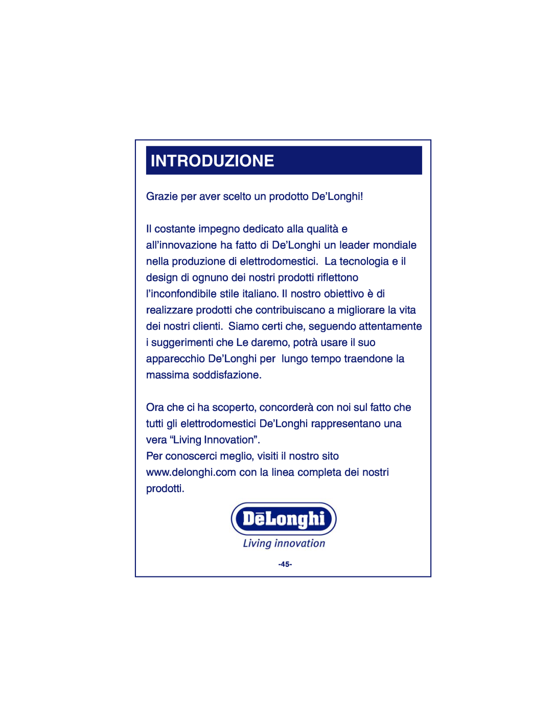 DeLonghi DCM900 instruction manual Introduzione 