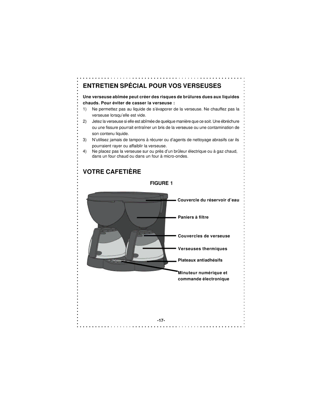 DeLonghi DD1000TC Series instruction manual Entretien Spécial Pour VOS Verseuses, Votre Cafetière 