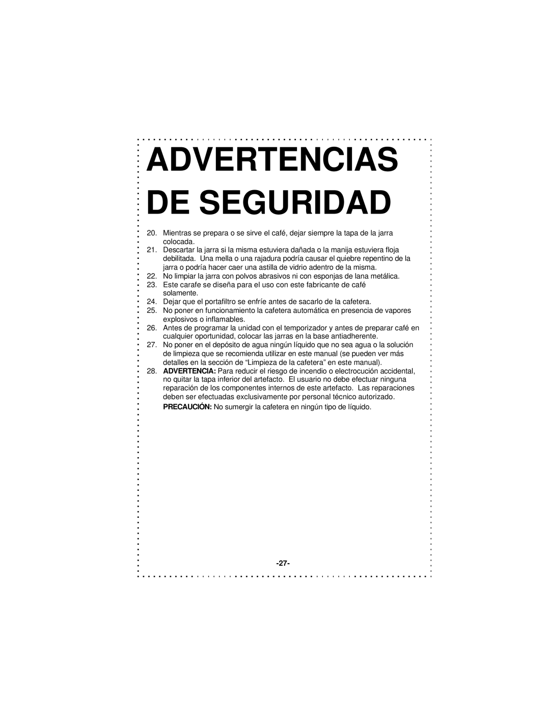 DeLonghi DD1000TC Series instruction manual Advertencias DE Seguridad 