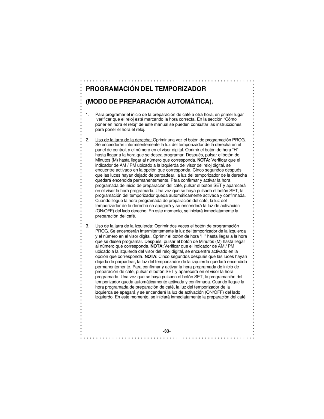 DeLonghi DD1000TC Series instruction manual Programación DEL Temporizador Modo DE Preparación Automática 