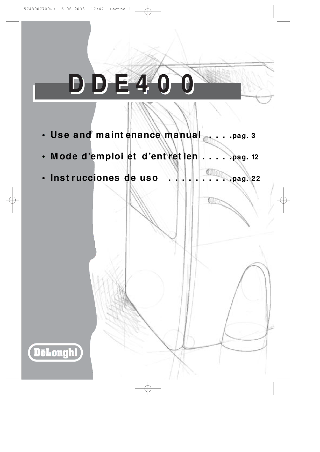 DeLonghi DDE400 manual E 4 0 