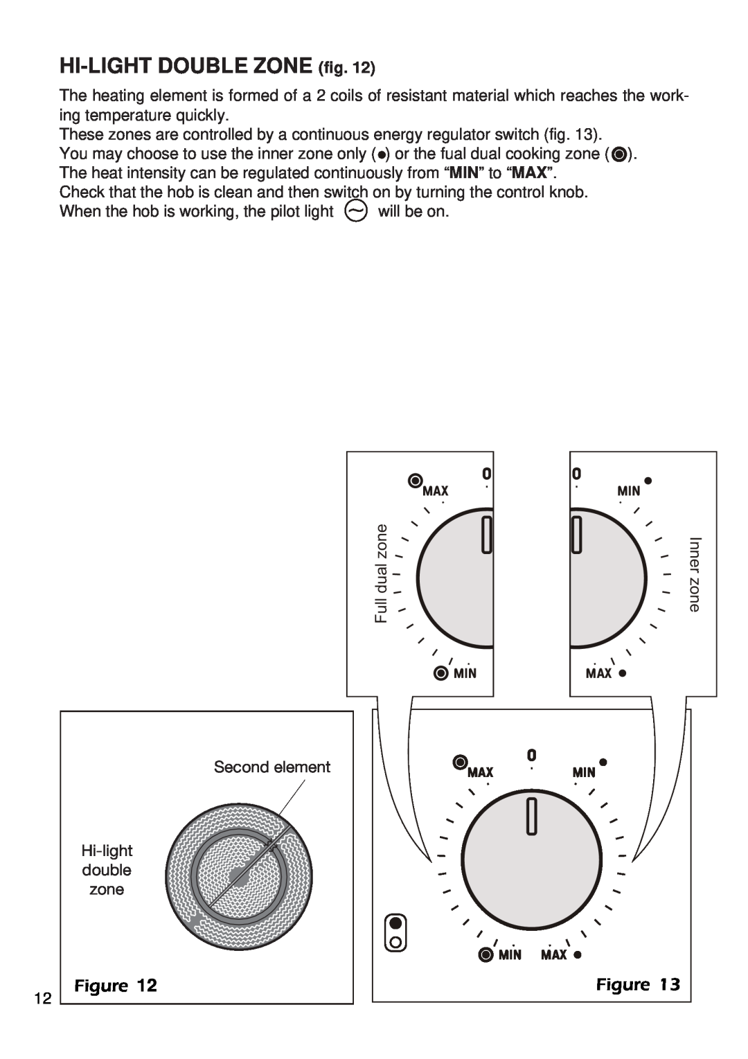 DeLonghi DE302HB manual HI-LIGHTDOUBLE ZONE fig, Inner zone 