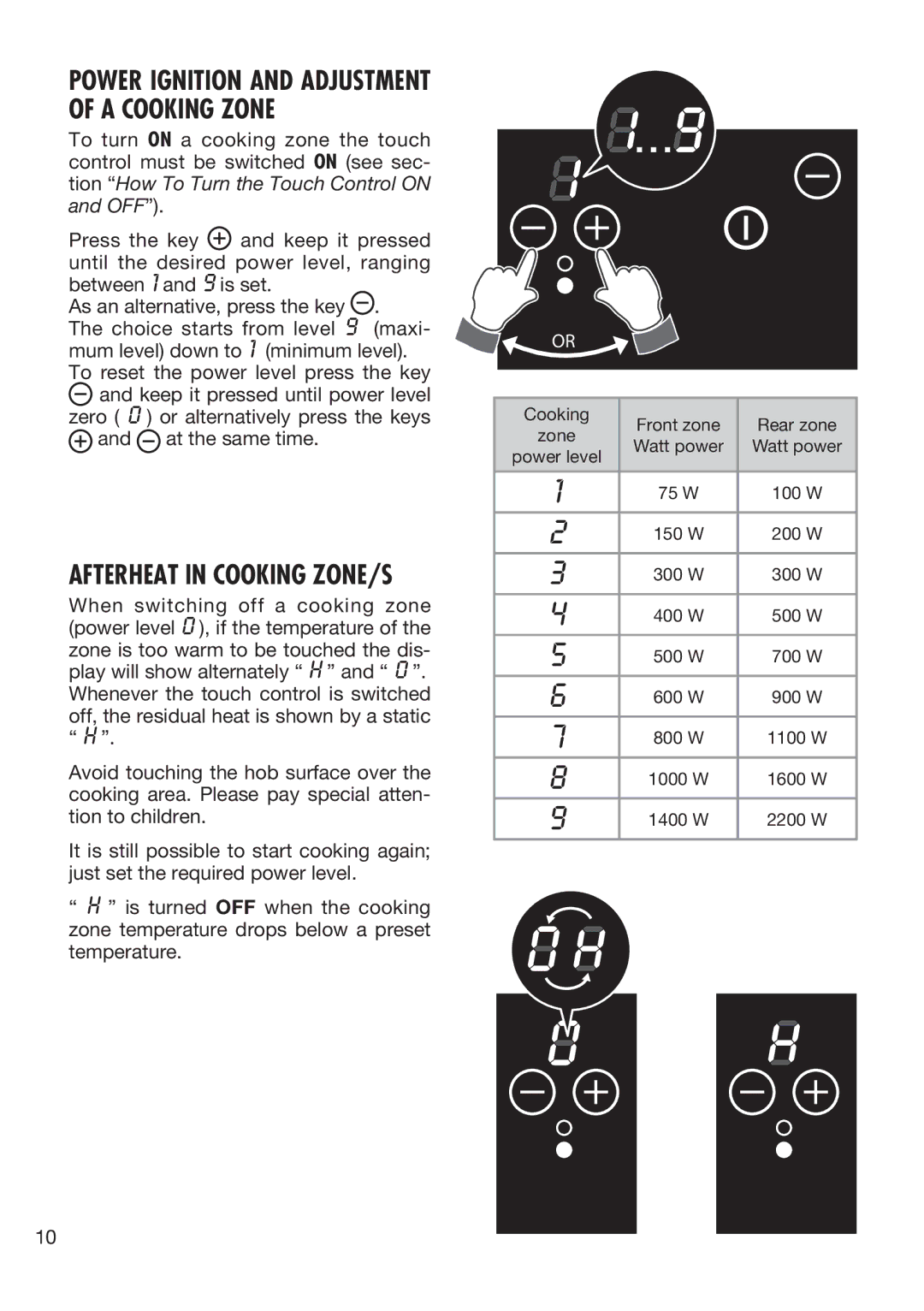 DeLonghi DE302IB manual Afterheat in Cooking ZONE/S 