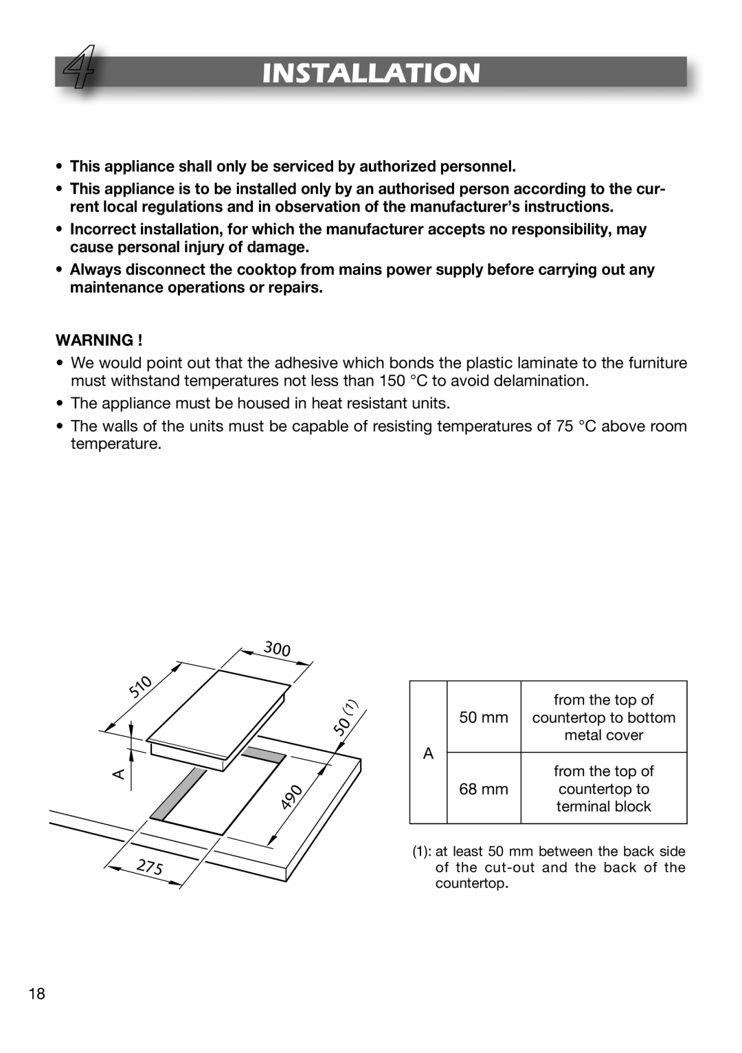 DeLonghi DE302IB manual Installation, 300 