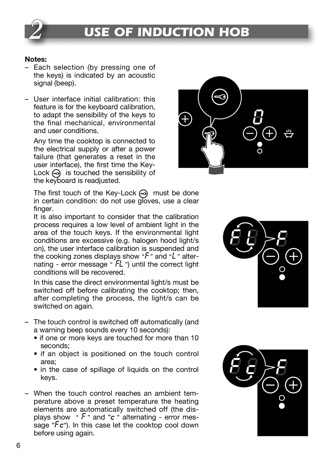 DeLonghi DE302IB manual USE of Induction HOB 