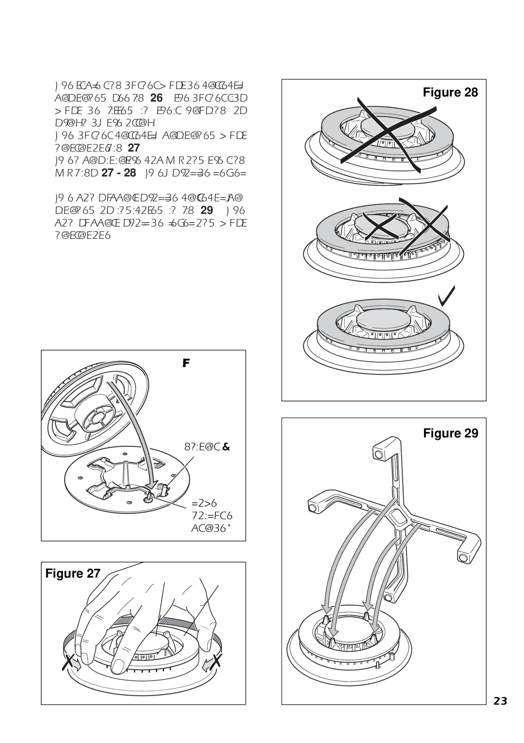 DeLonghi DE302GB, DE30WGB manual Correct Positioning of the Triple Ring Burner 