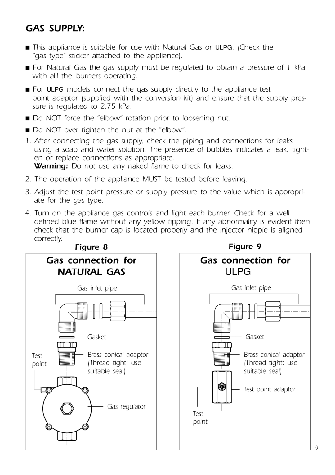 DeLonghi DE302GB, DE30WGB manual GAS Supply, Natural GAS 