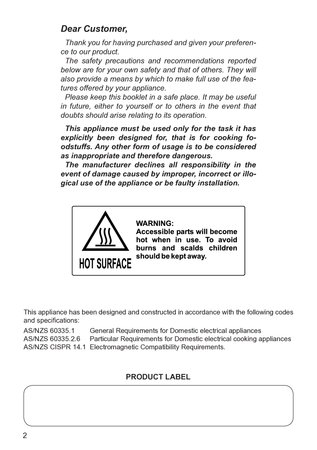 DeLonghi DE605MS, DE605MW manual Dear Customer, Product Label 