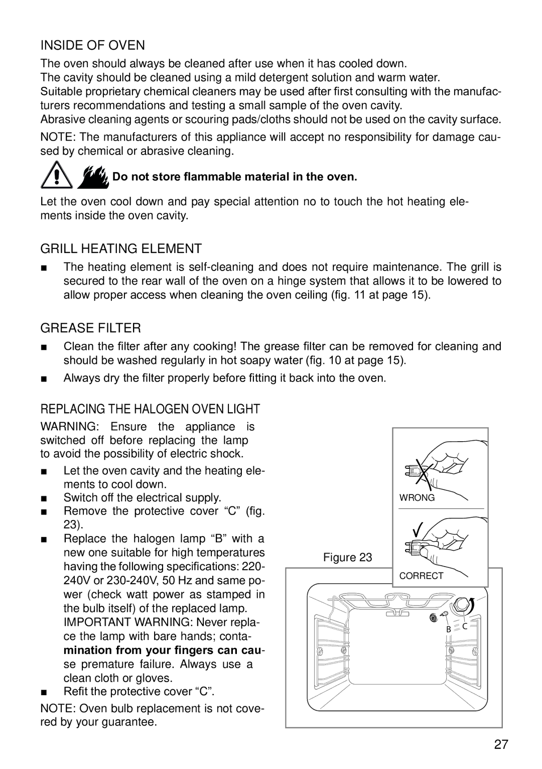 DeLonghi DE605MW, DE605MS manual Inside of Oven, Grill Heating Element, Replacing the Halogen Oven Light 