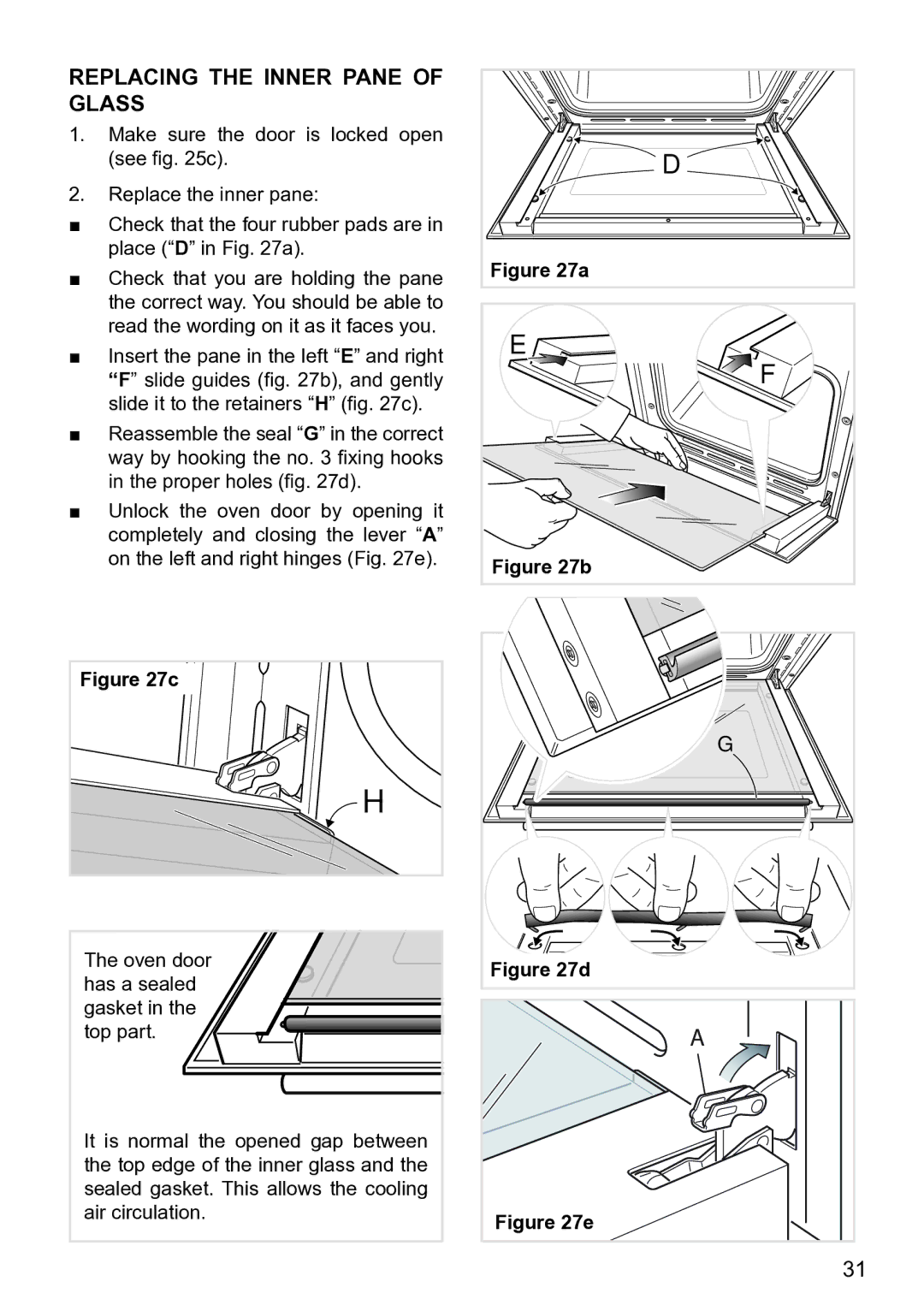 DeLonghi DE605MW, DE605MS manual Replacing the Inner Pane of Glass 