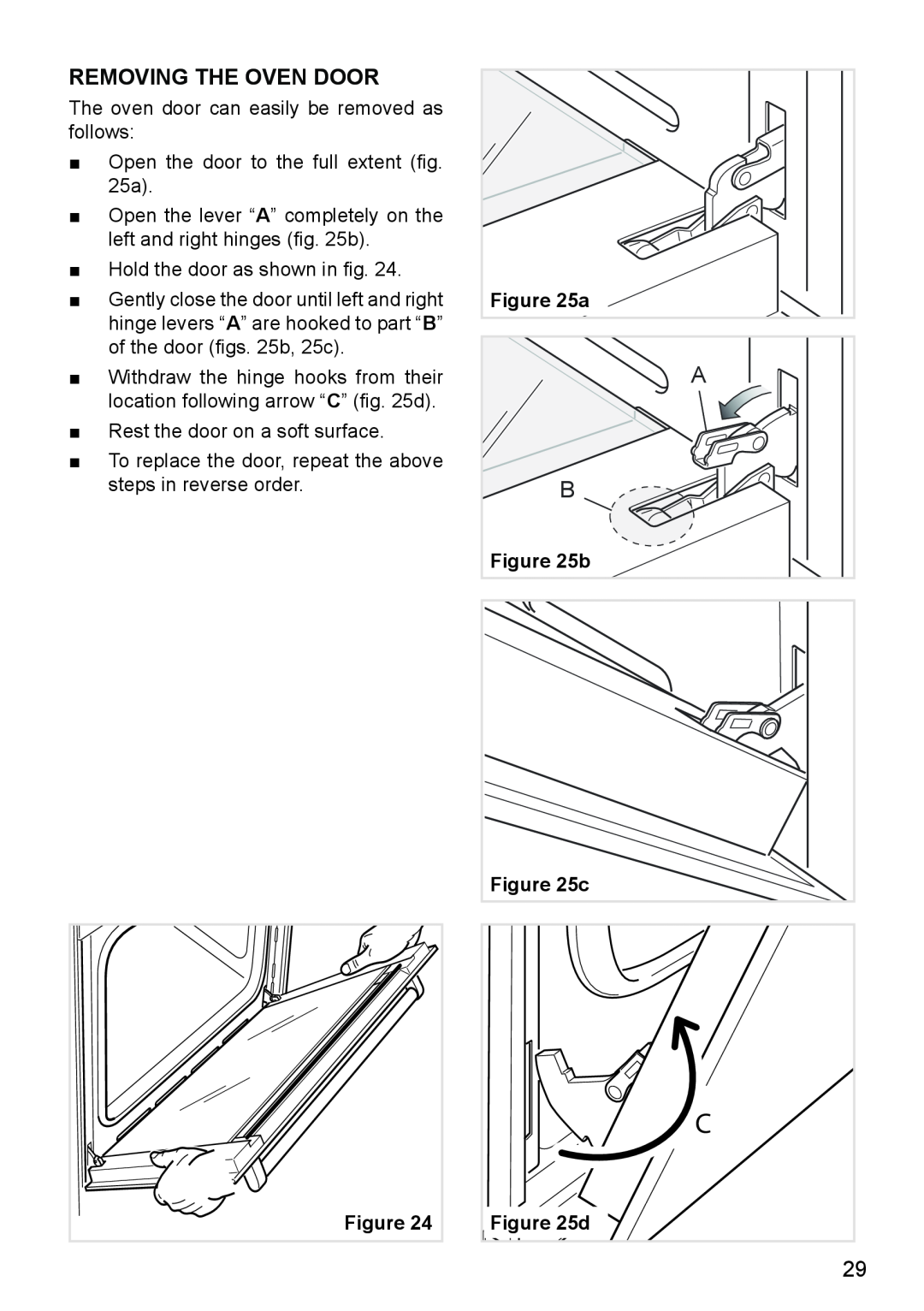DeLonghi DE605MW, DE605MS manual Removing The Oven Door 