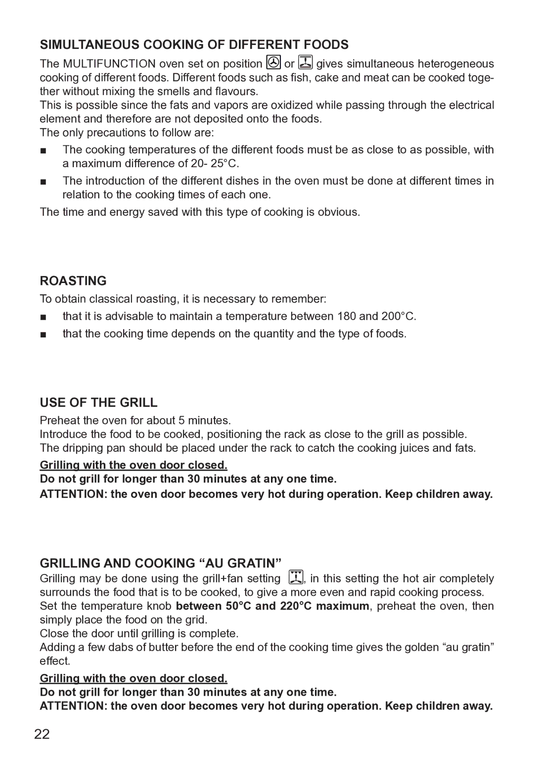 DeLonghi DE608MRH Simultaneous Cooking of Different Foods, Roasting, USE of the Grill, Grilling and Cooking AU Gratin 