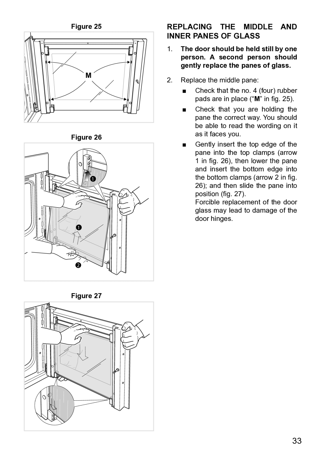 DeLonghi DE608MLH, DE608MRH manual Replacing the Middle and Inner Panes of Glass 