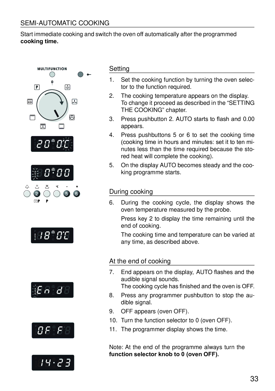 DeLonghi DE609MP manual SEMI-AUTOMATIC Cooking, Setting 