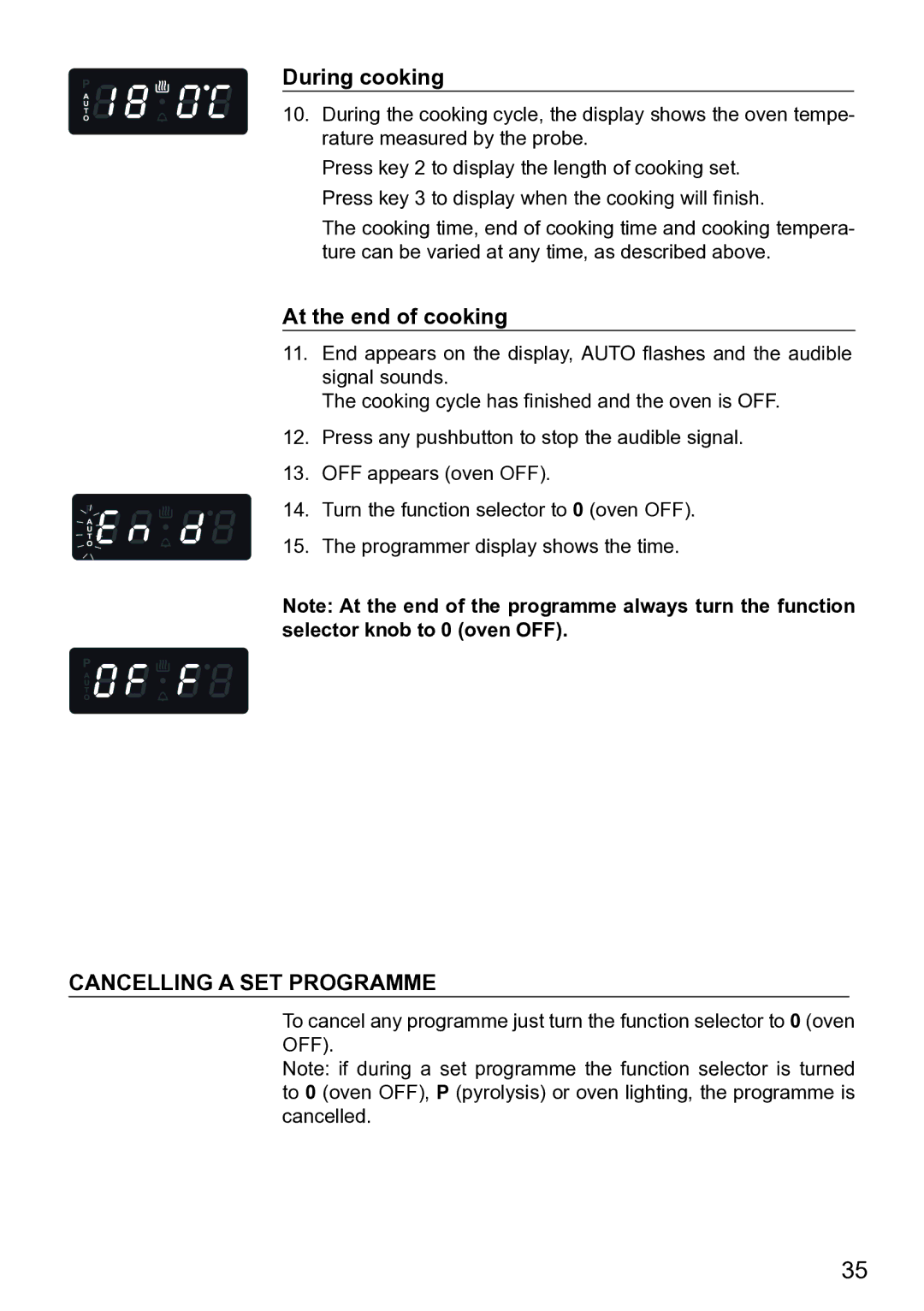 DeLonghi DE609MP manual Cancelling a SET Programme 