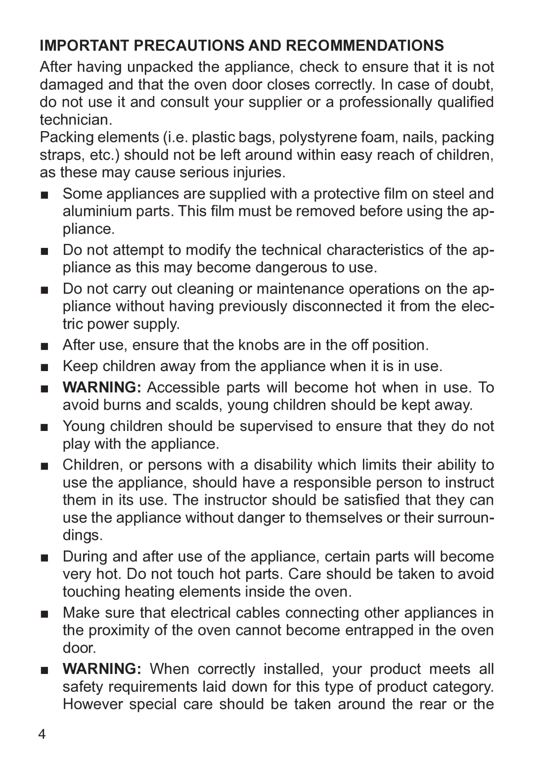 DeLonghi DE609MP manual Important Precautions and Recommendations 