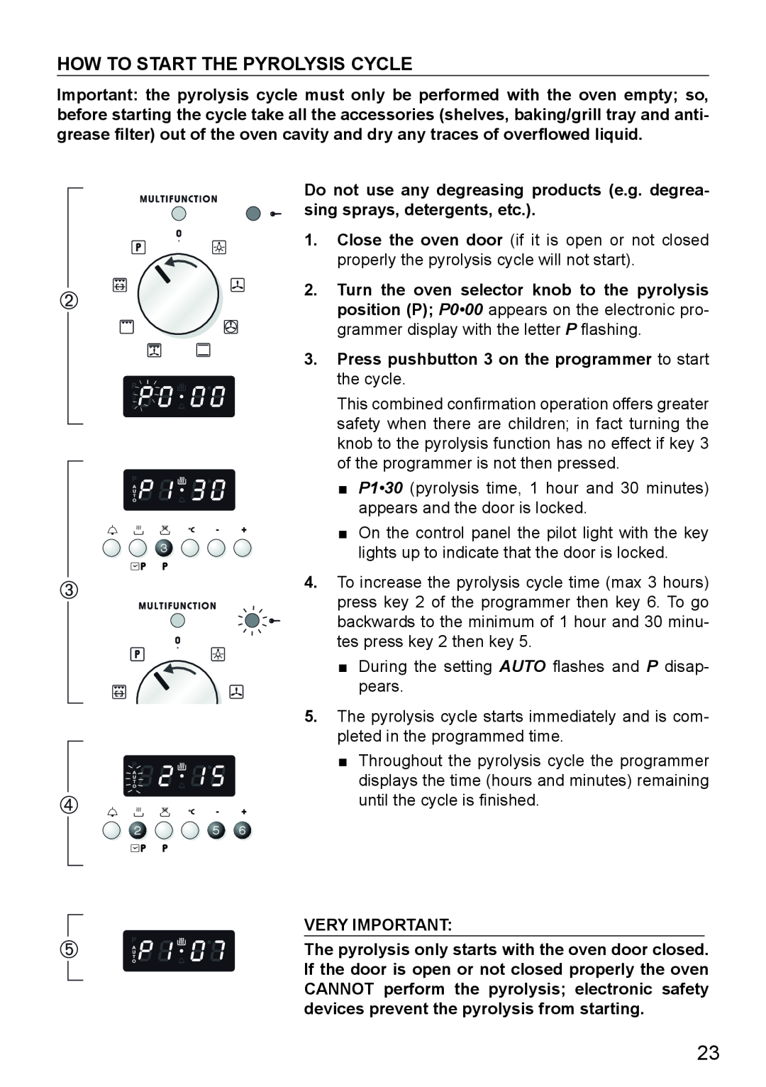 DeLonghi DE609MP manual How To Start The Pyrolysis Cycle 