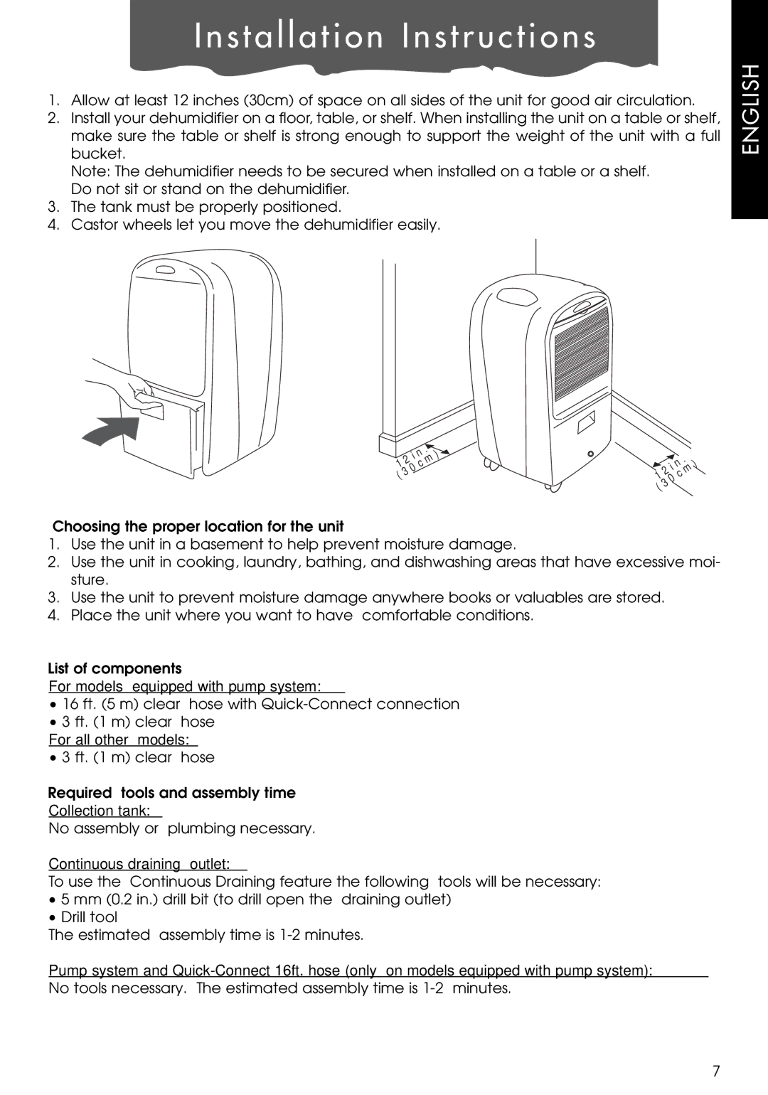 DeLonghi DE650P, DE300P, de 300 manual Installation Instructions, Continuous draining outlet 