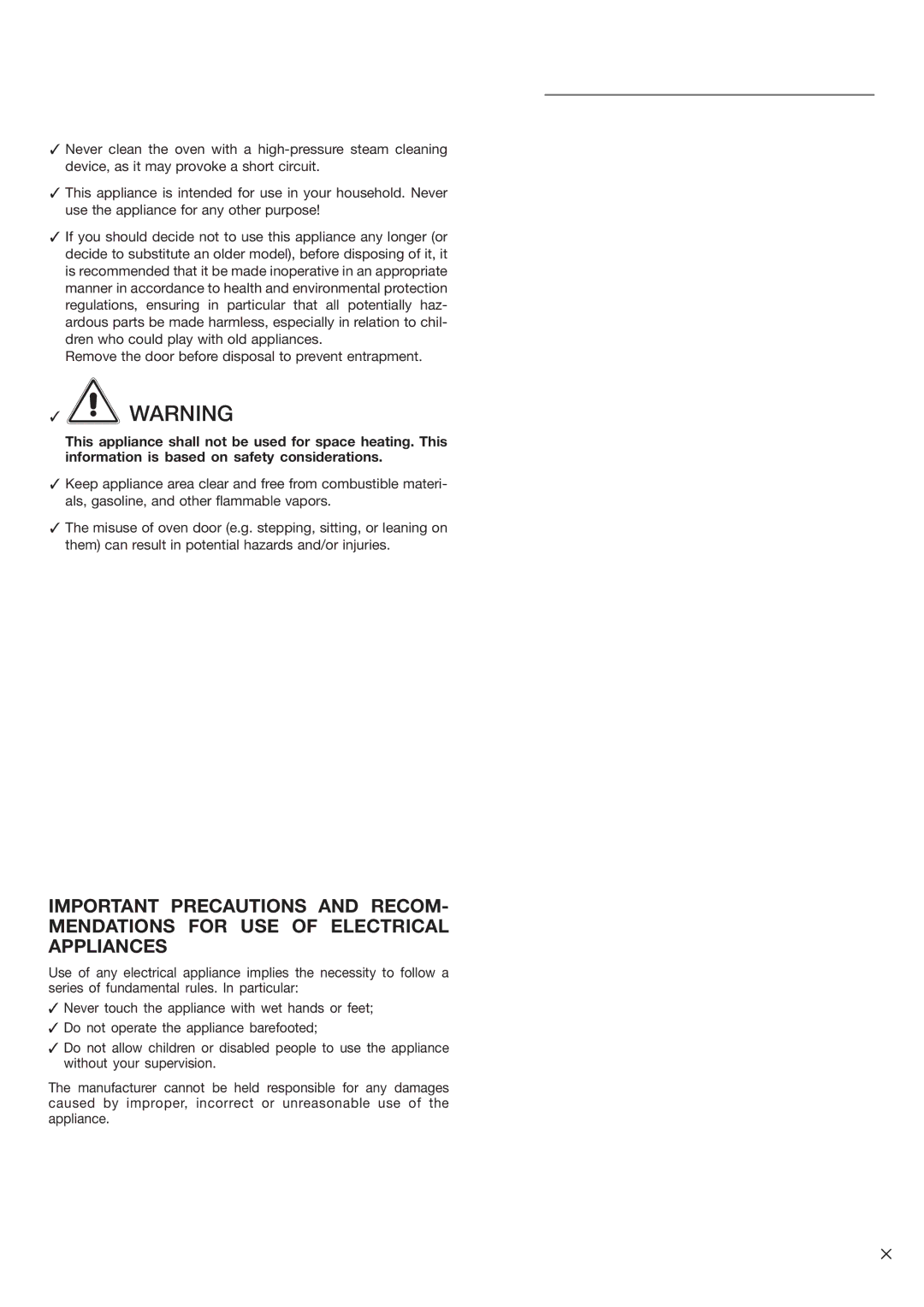 DeLonghi DEBIG 24 SS warranty Remove the door before disposal to prevent entrapment 