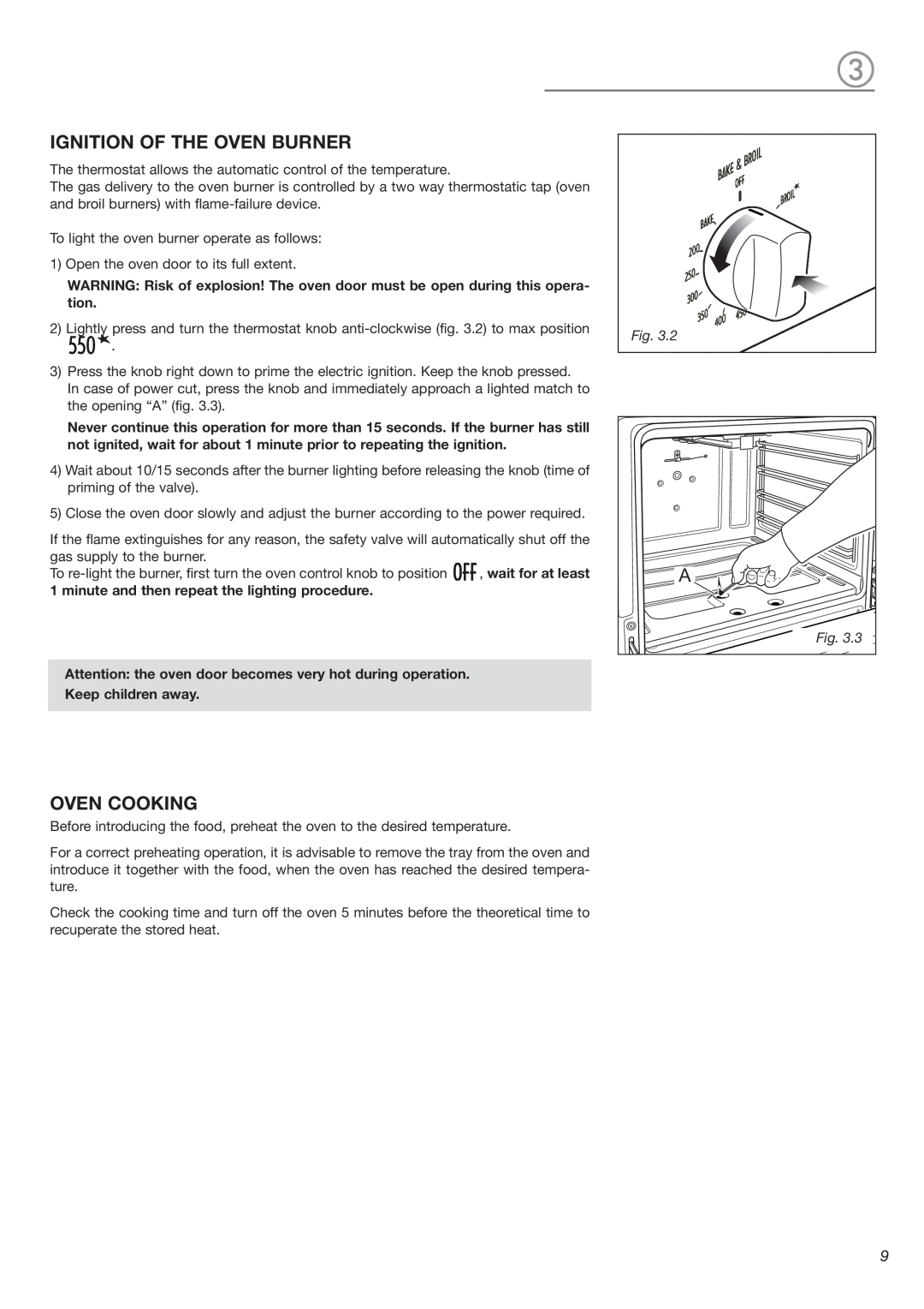 DeLonghi DEBIG 24 SS warranty Ignition Of The Oven Burner, Oven Cooking 