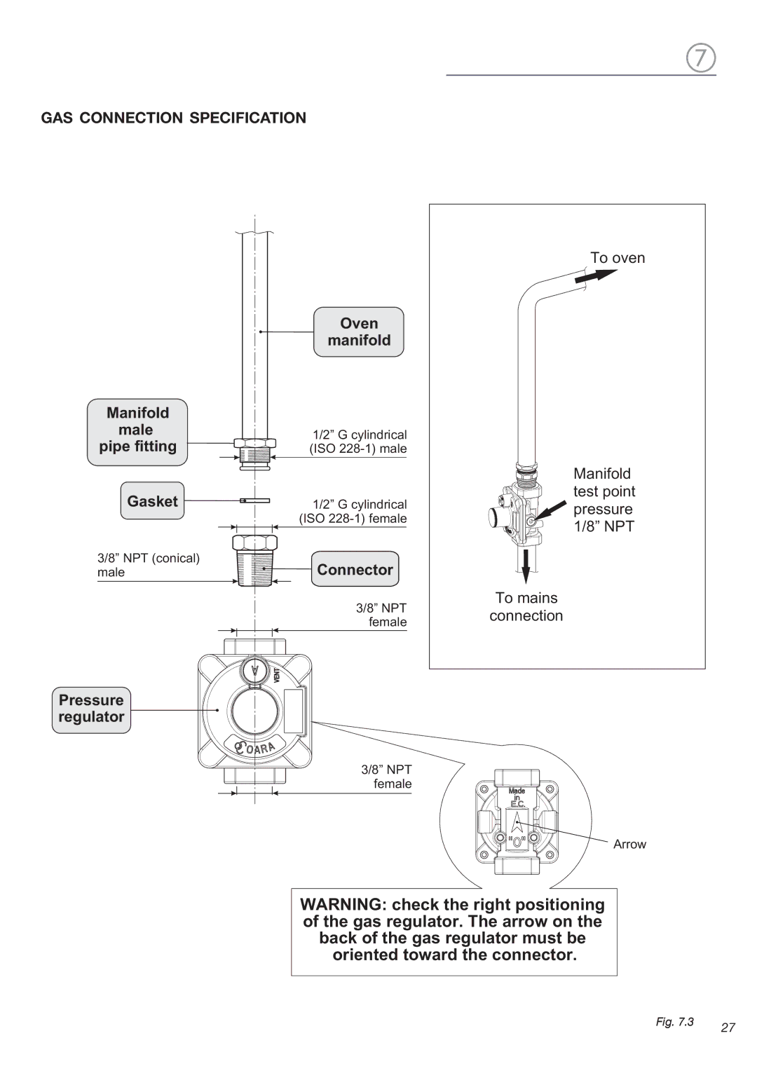 DeLonghi DEBIGE 2440 W, DEBIGE 2440 SS, DEBIGE 2440 E warranty GAS Connection Specification 