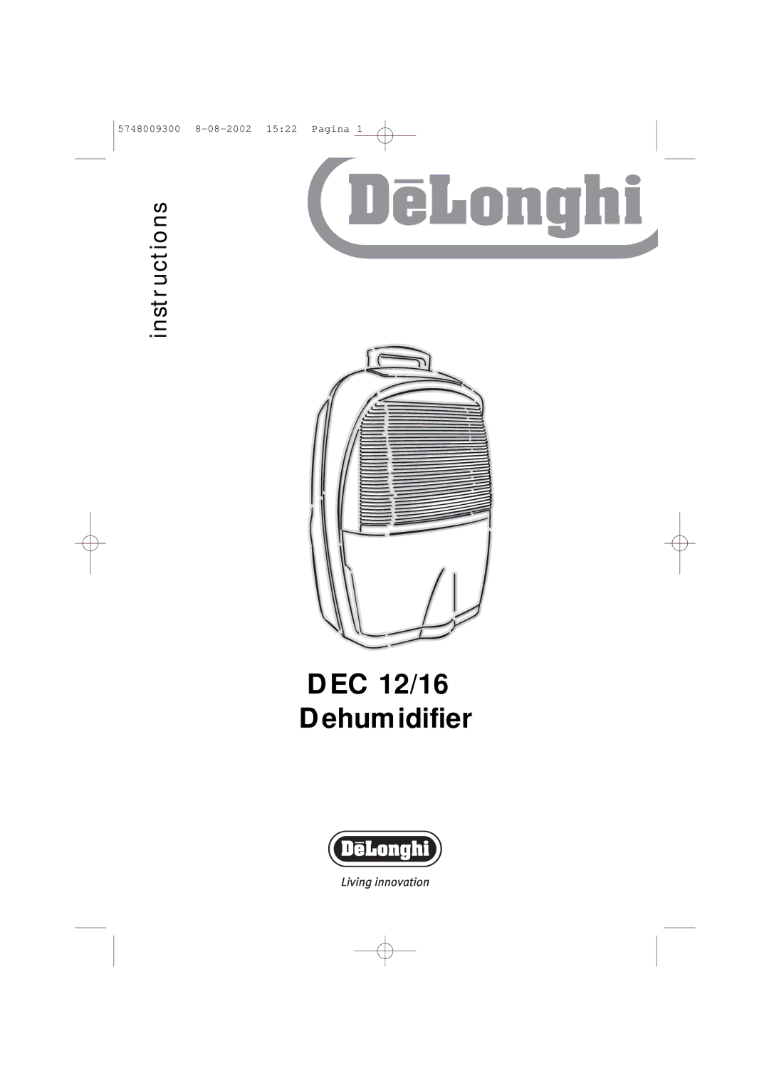 DeLonghi DEC12, DEC16 manual DEC 12/16 Dehumidifier 